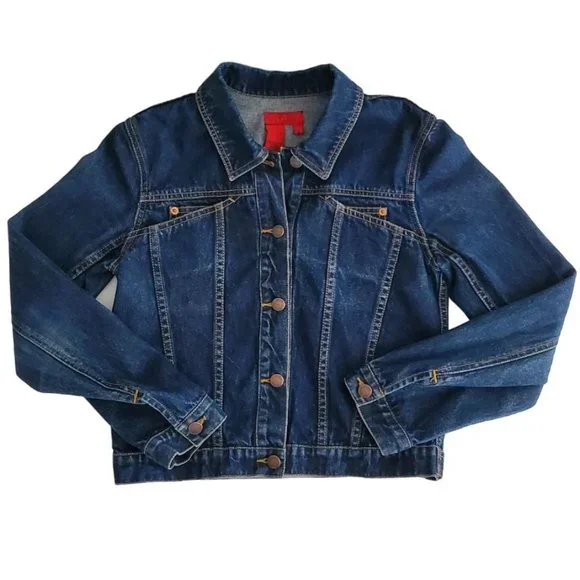 BCBGeneration MaxAzria Dark Wash Blue Denim Trucker Jean Jacket | Like New | S - Picture 4 of 15